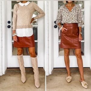 NWT - LOFT Brown Vegan Leather Skirt